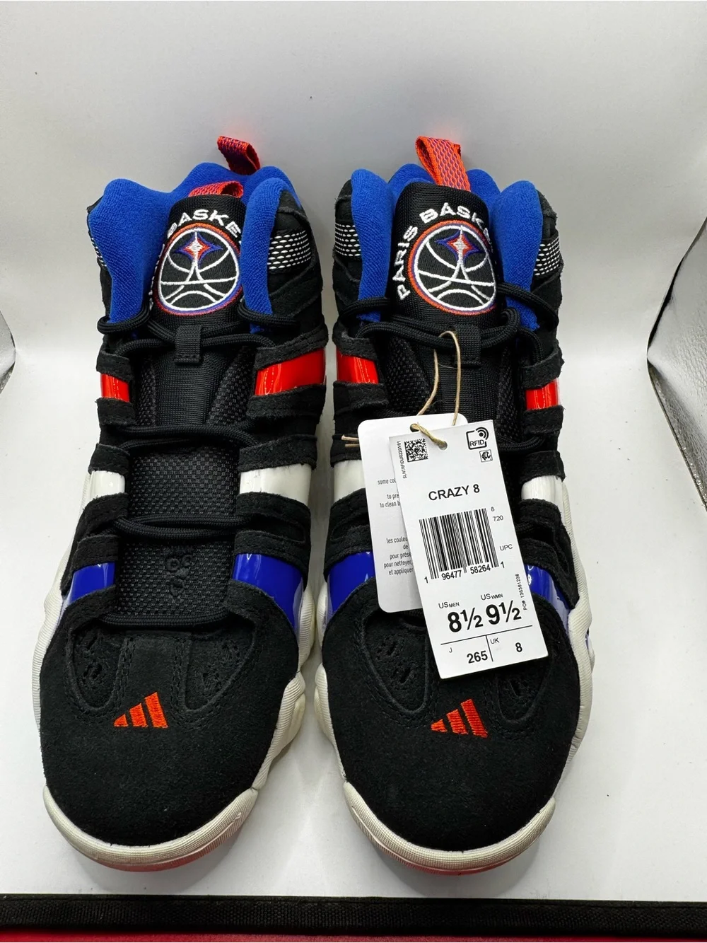 adidas mens crazy 8 Basketball Shoes - Black/Red/Blue